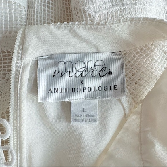 Anthropologie White Sheer Sleeve Dress - Picture 8 of 16